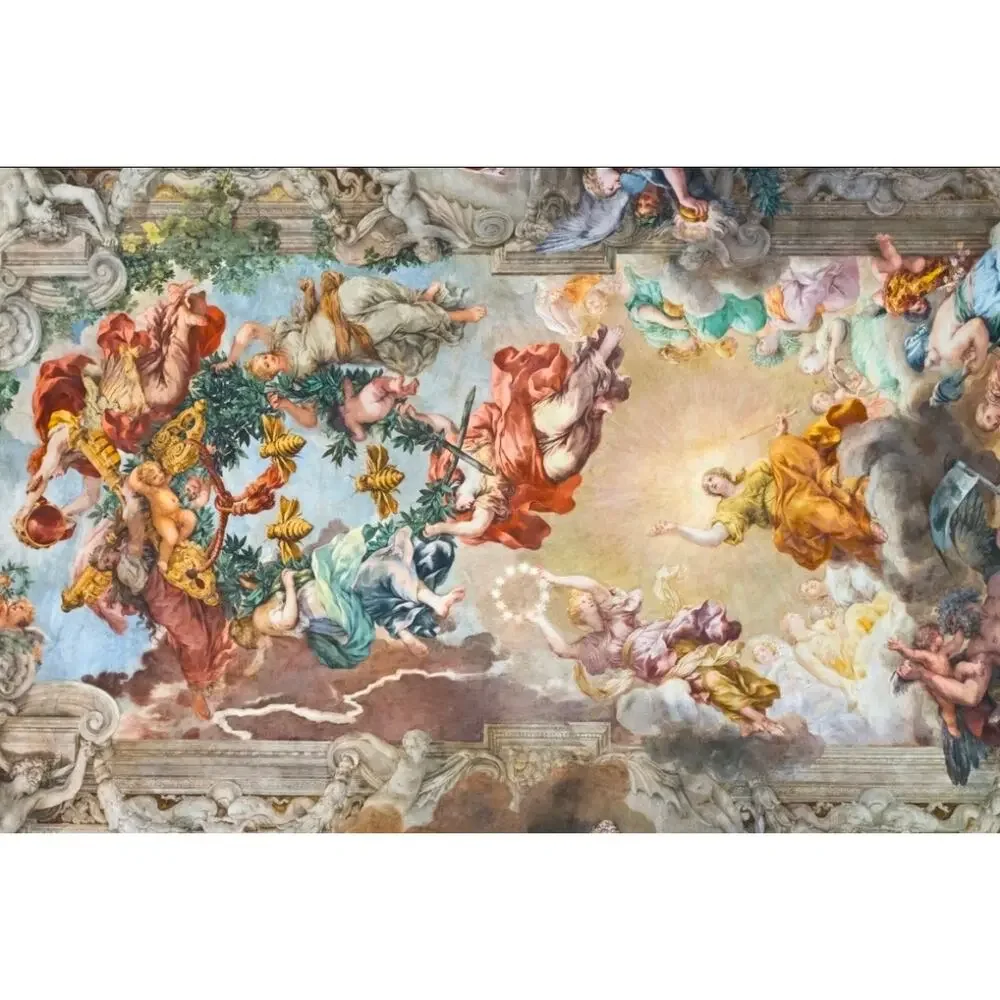 CocoMurals 10x10 Wall Mural Complete 6-Panel Baroque Fresco Gold Bees